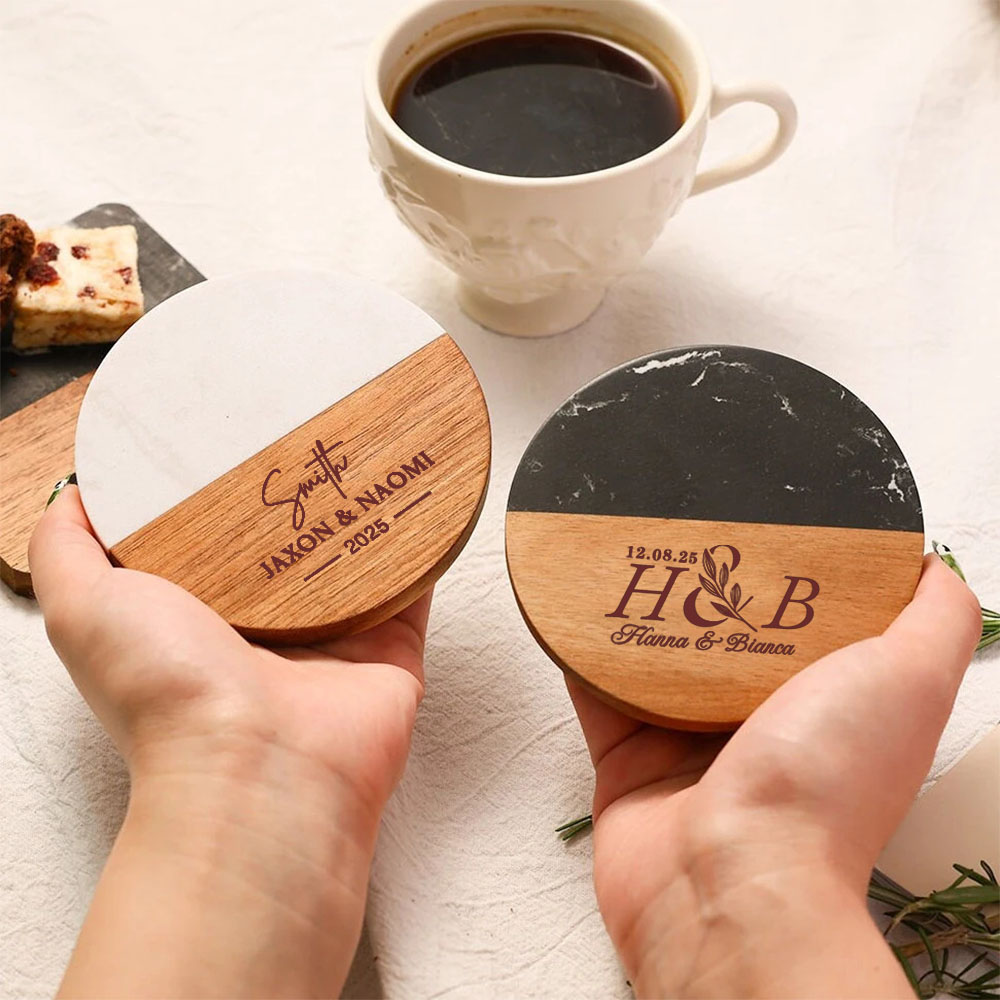 Marble Coaster Set - Personalized Marble Coaster Set, Wedding Guest