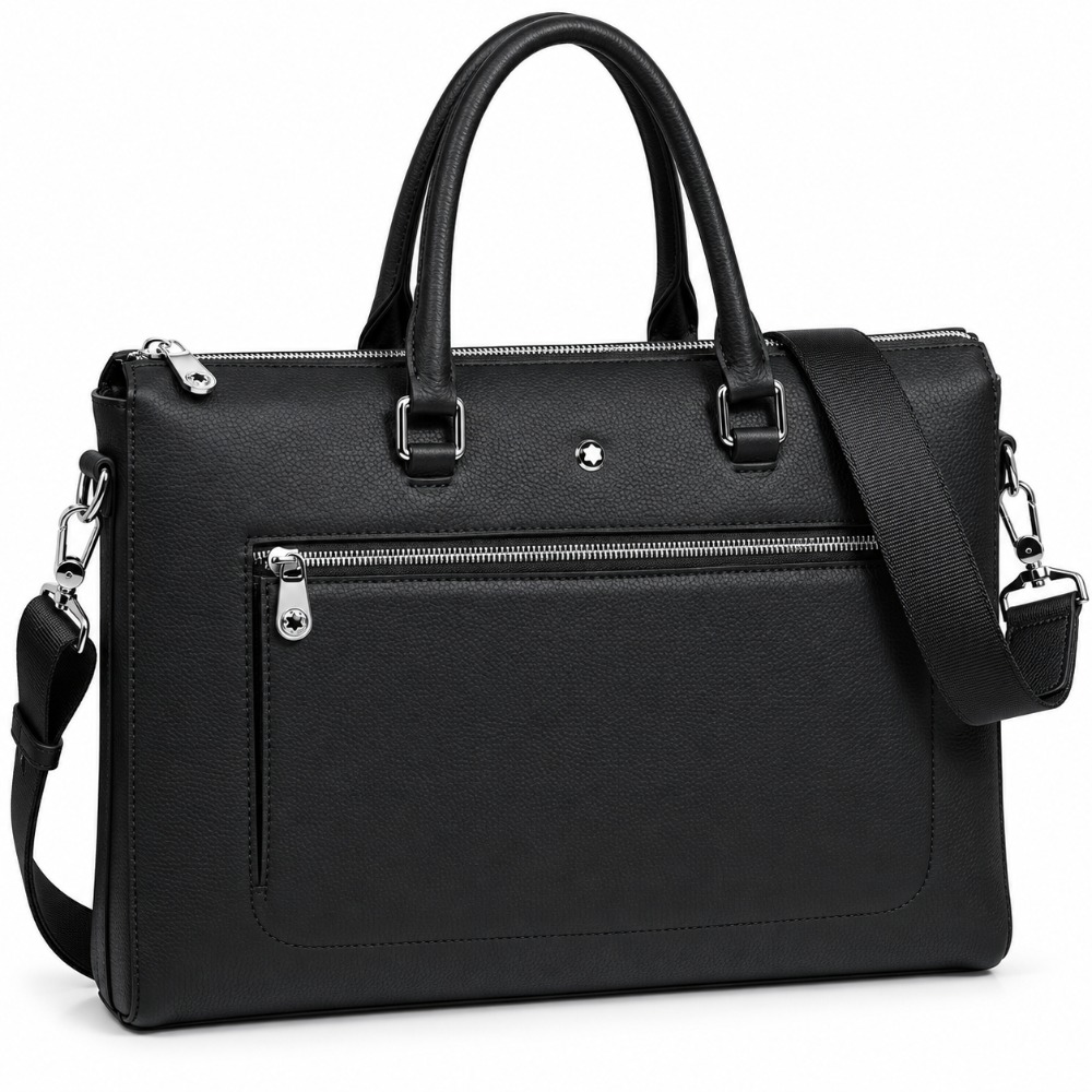 Leather Briefcase - Mens Top-Handle Bags Classic Business Briefcase