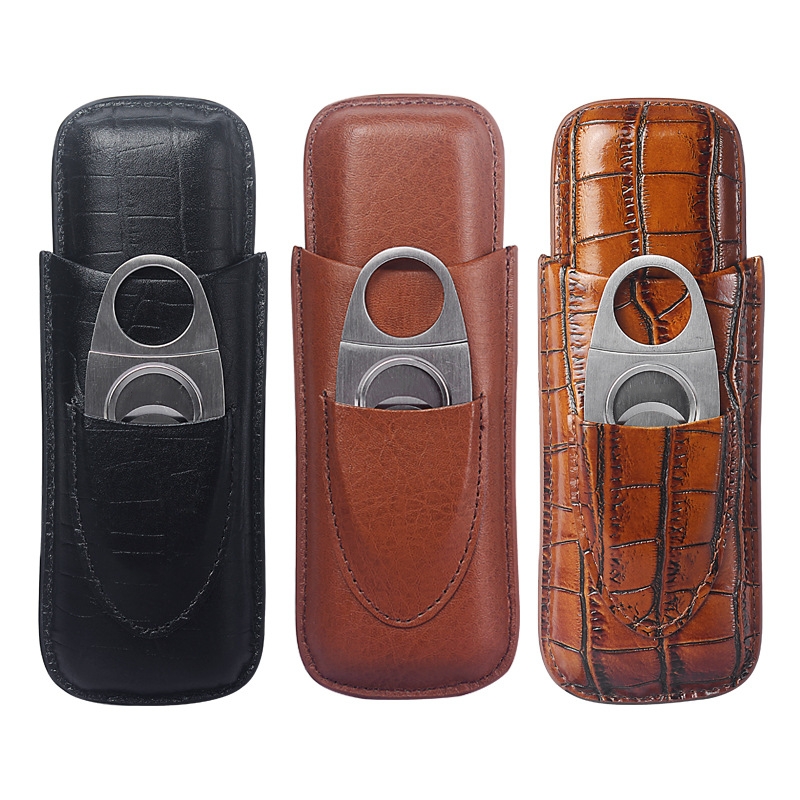 Portable 2-Finger Leather Ciga - Premium Cigar Case 评论和价格