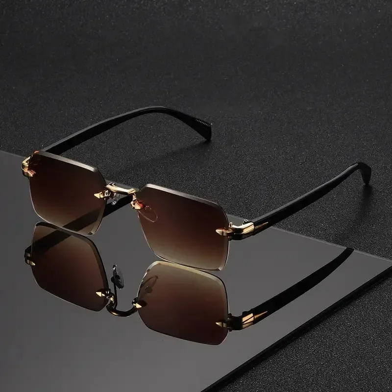 Rimless Sunglasses Rectangle F - Sunglasses Uv400 评论和价格