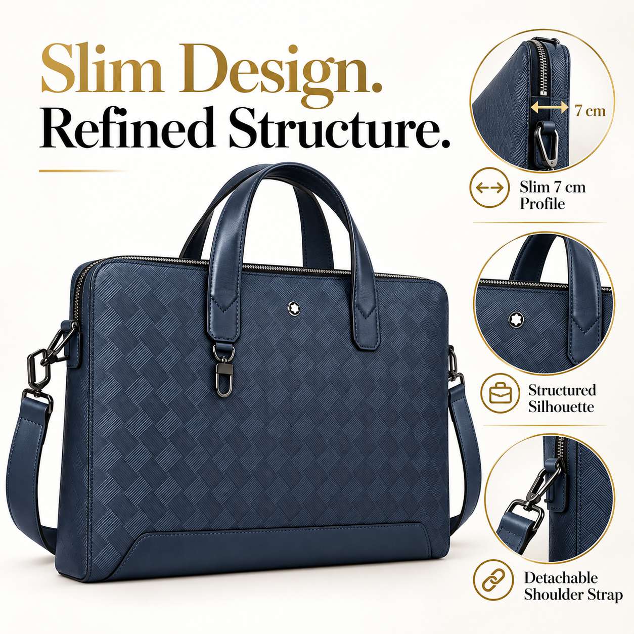 Luxury Men's Slim Business Bri - Leather Briefcase 评论和价格