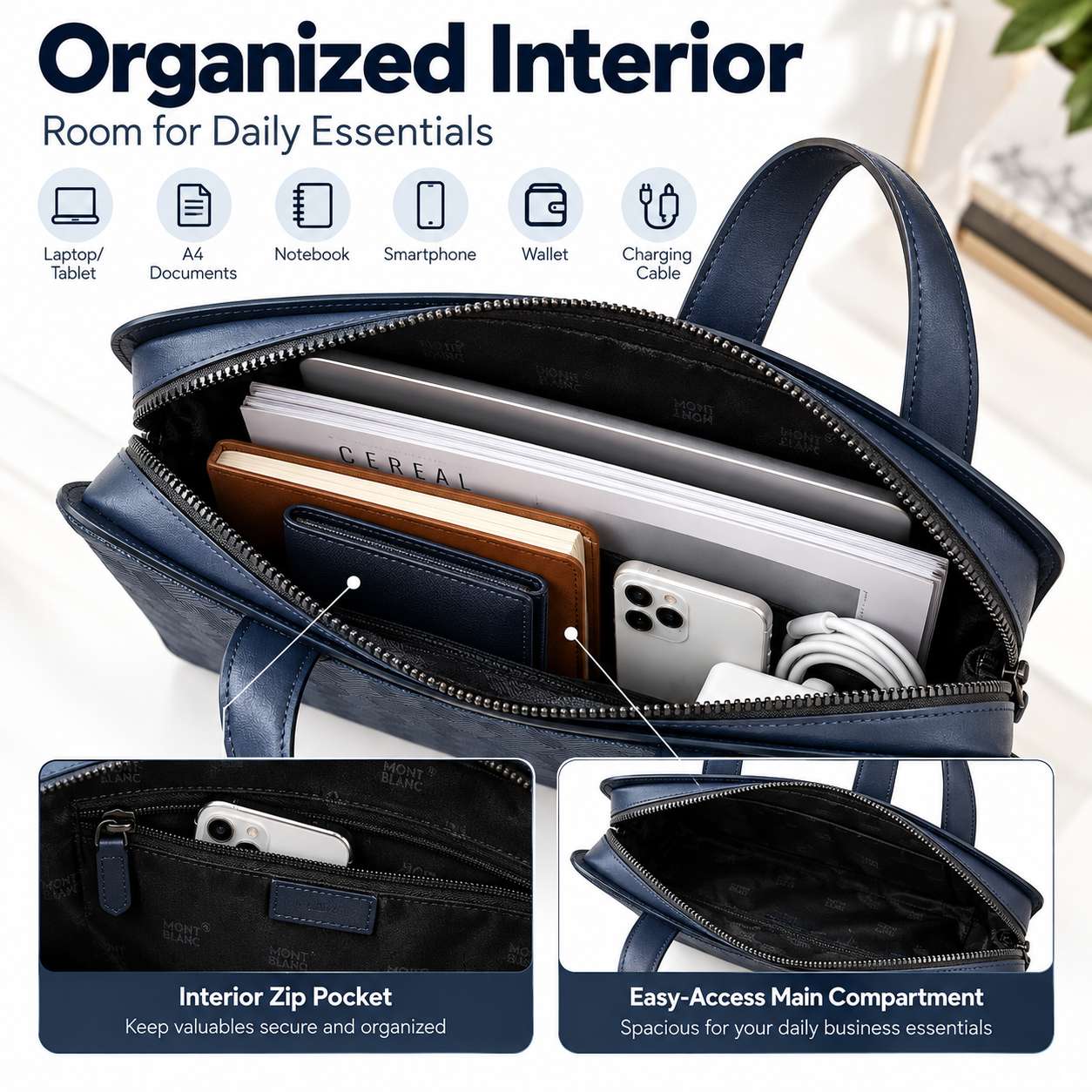 Luxury Men's Slim Business Bri - Leather Briefcase 评论和价格