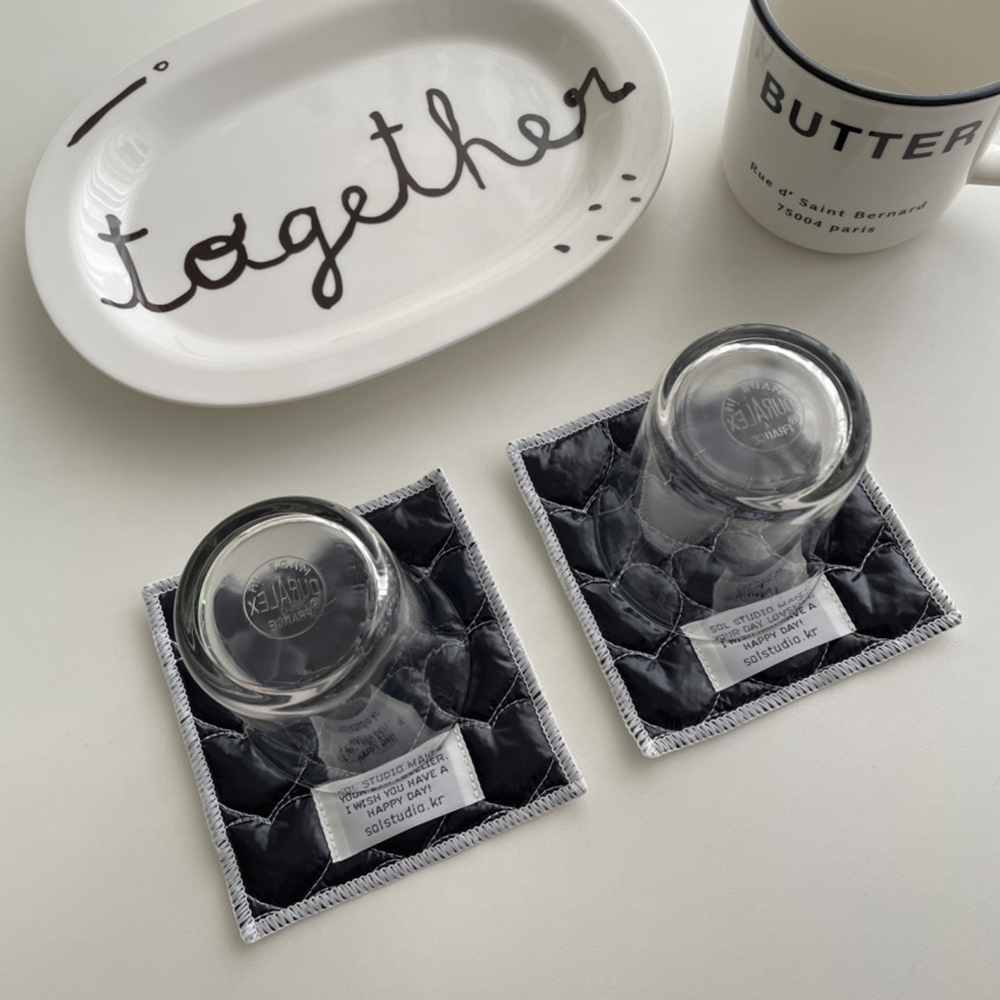 Korean Ins Love Quilted Metal  - Marble Coaster Set 评论和价格