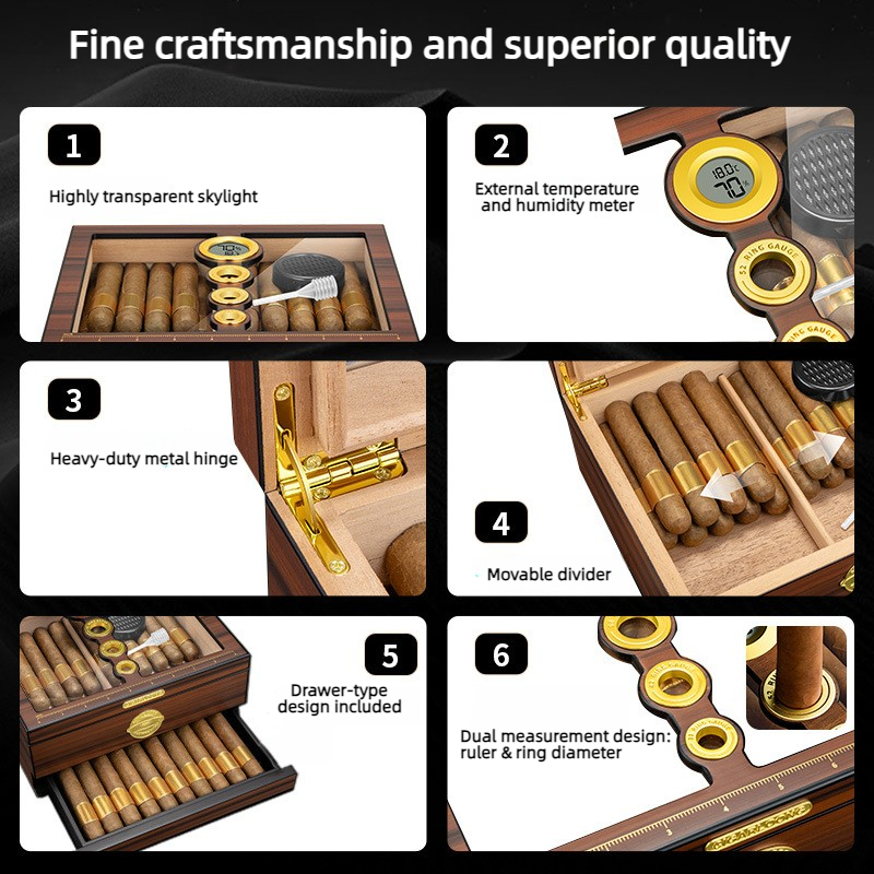 Luxury Wooden Cigar Humidor Bo - Luxury Gift Set 评论和价格