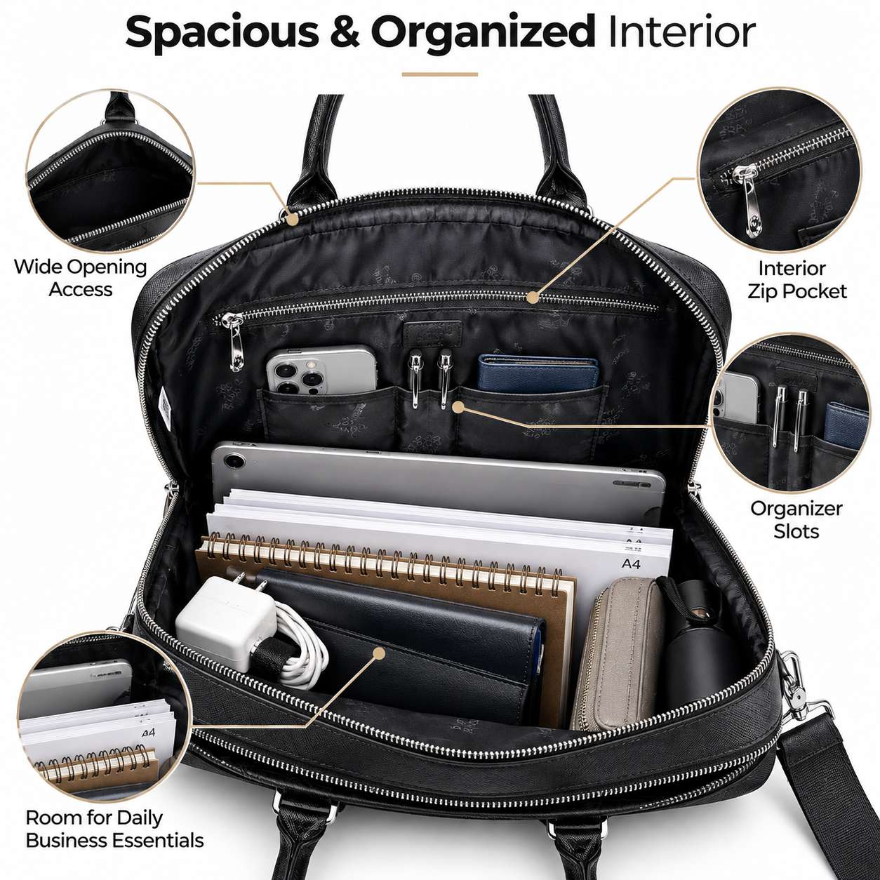 Classic Men Business Briefcase - Leather Briefcase 评论和价格
