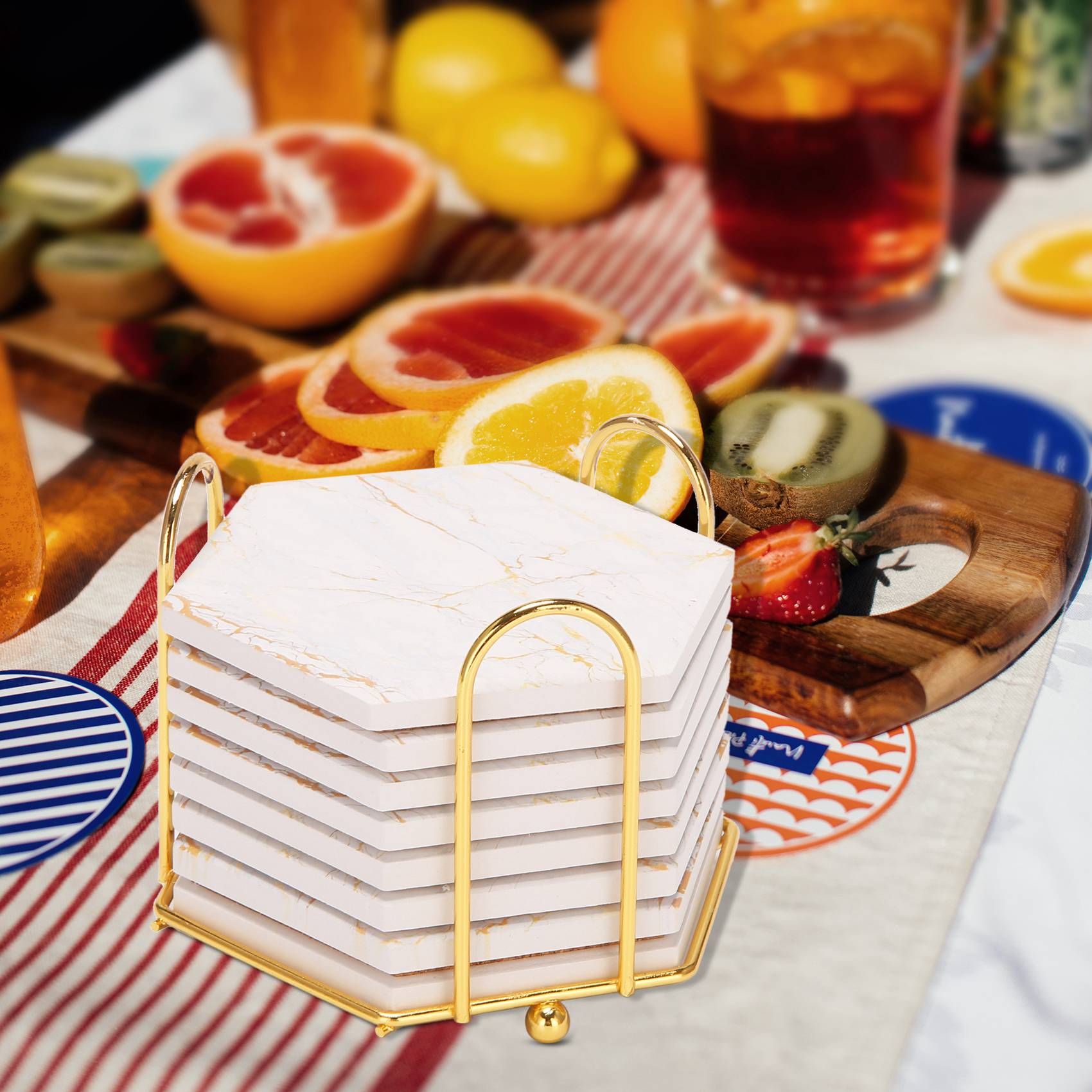 A69E8 PC Coasters For Drinks A - Marble Coaster Set 评论和价格