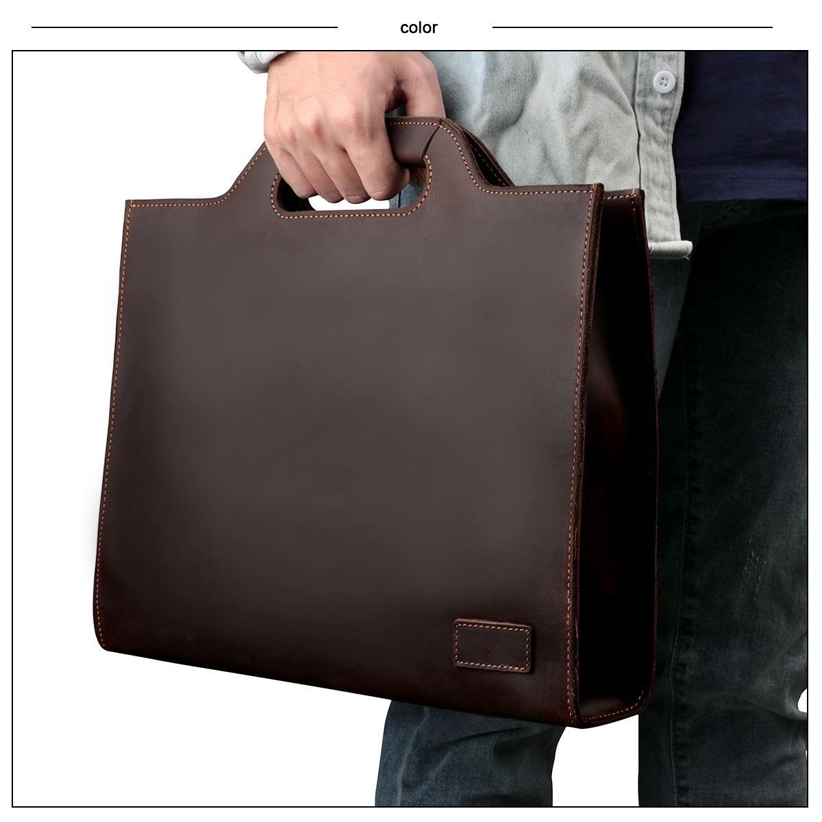 Men's laptop bag, men's should - Leather Briefcase 评论和价格